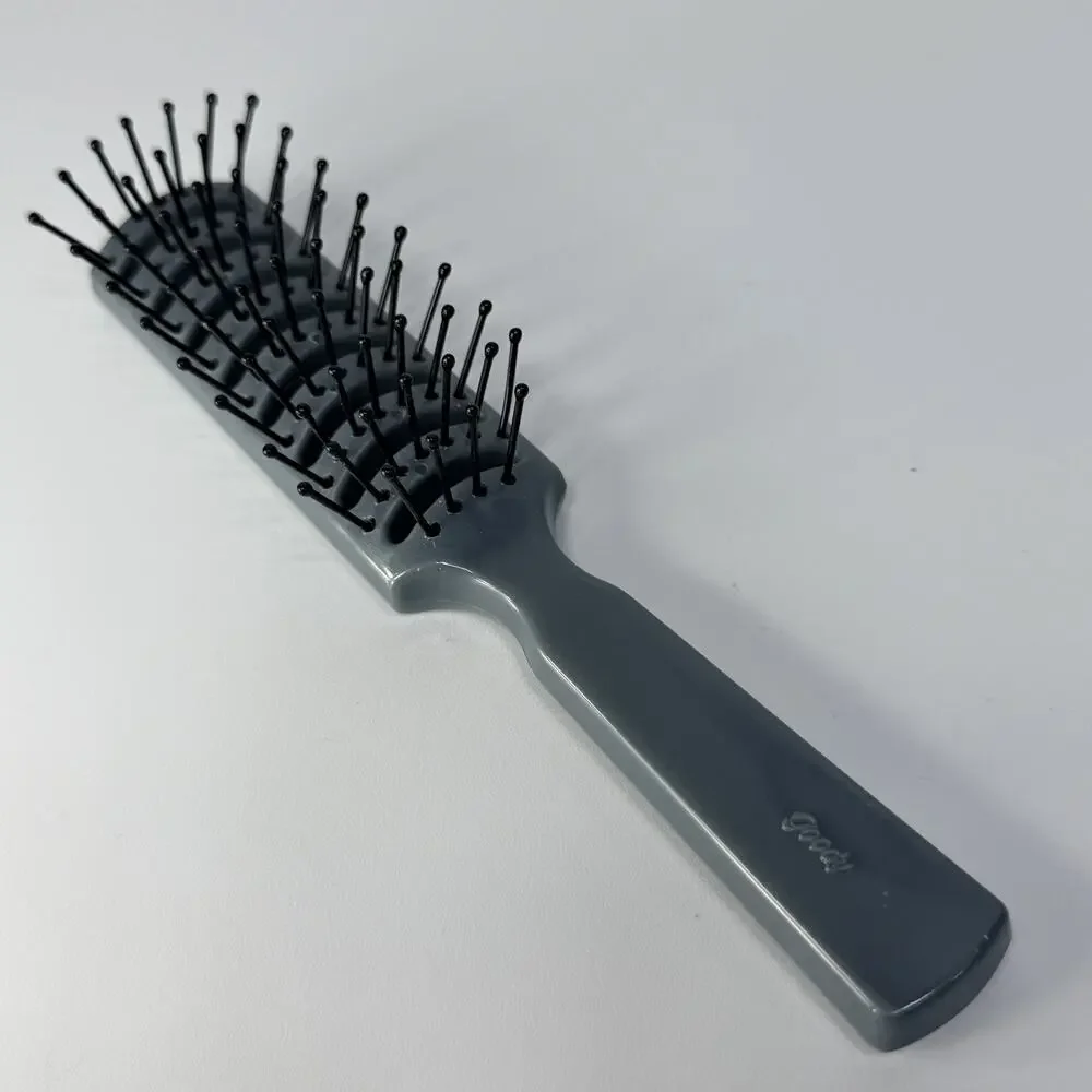 Vintage 1980s GOODY Vented Hair Brush Pocket Travel Gray Ball Tip USA 7.5” USA